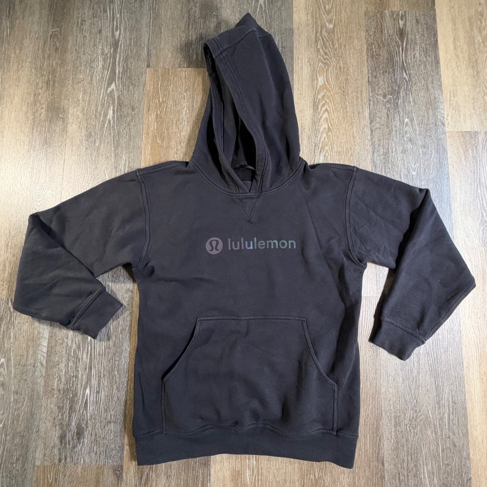 Lululemon All Yours Hoodie Womens Black Logo Pullover Fleece Sweatshirt